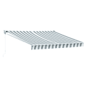 Toldo SAULE 3,5 × 3m - Tecido riscado branco/cinzento e estrutura branca