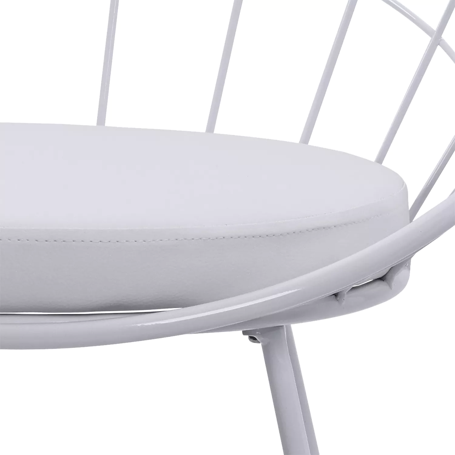 Lot de 2 tabourets de bar 65cm en métal blanc et coussin blanc ALEX