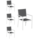 Lot de 4 chaises rembourrées en aluminium blanc - textilène gris