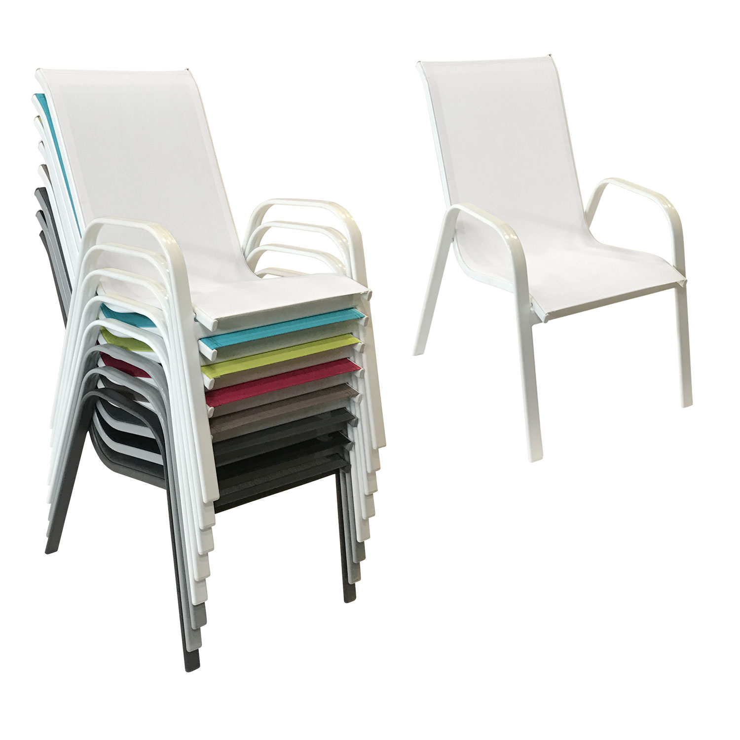 Lot de 4 chaises MARBELLA en textilène blanc - aluminium blanc