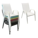 Lot de 8 chaises MARBELLA en textilène blanc - aluminium blanc