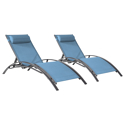 Conjunto de 2 cadeiras de convés GALAPAGOS em textil cinzento-azul - alumínio cinzento antracite