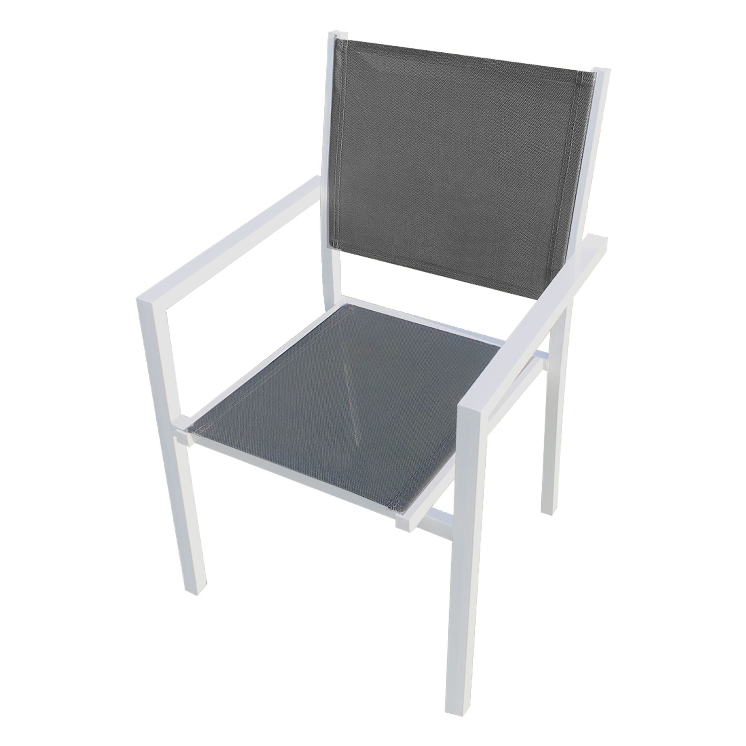 BERGAMO set di mobili da giardino in textilene grigio 4 posti - alluminio bianco