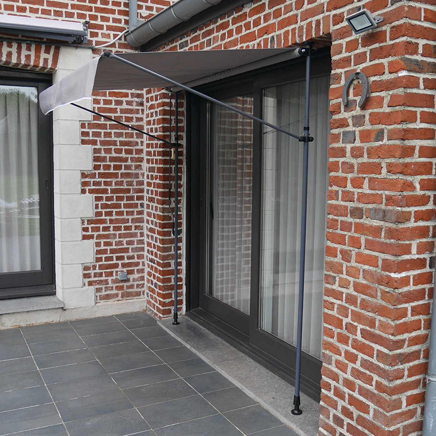 Tenda da balcone CHENE 2 × 1,2 m - Tessuto grigio e telaio grigio