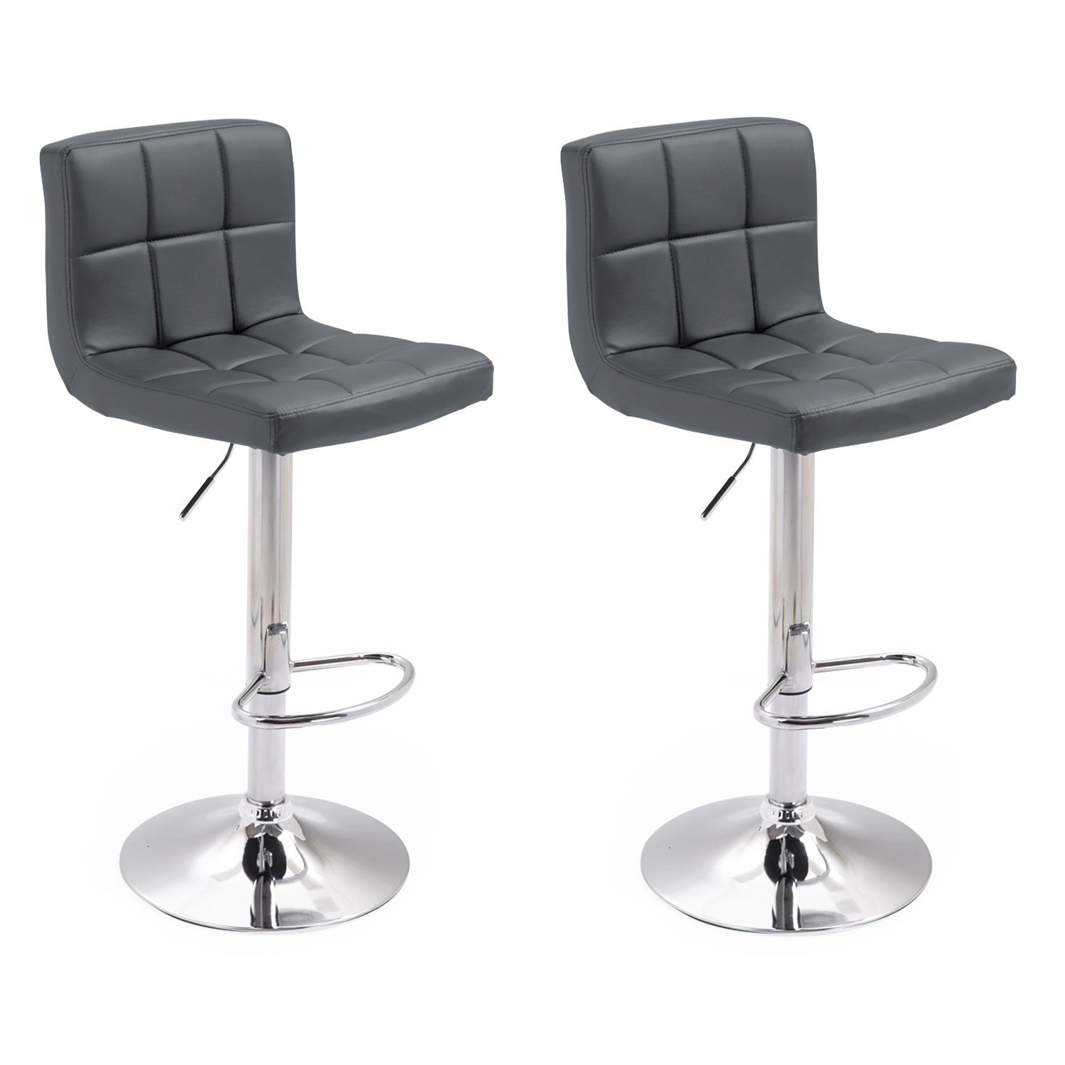 Lot de 2 tabourets de bar gris MIKE