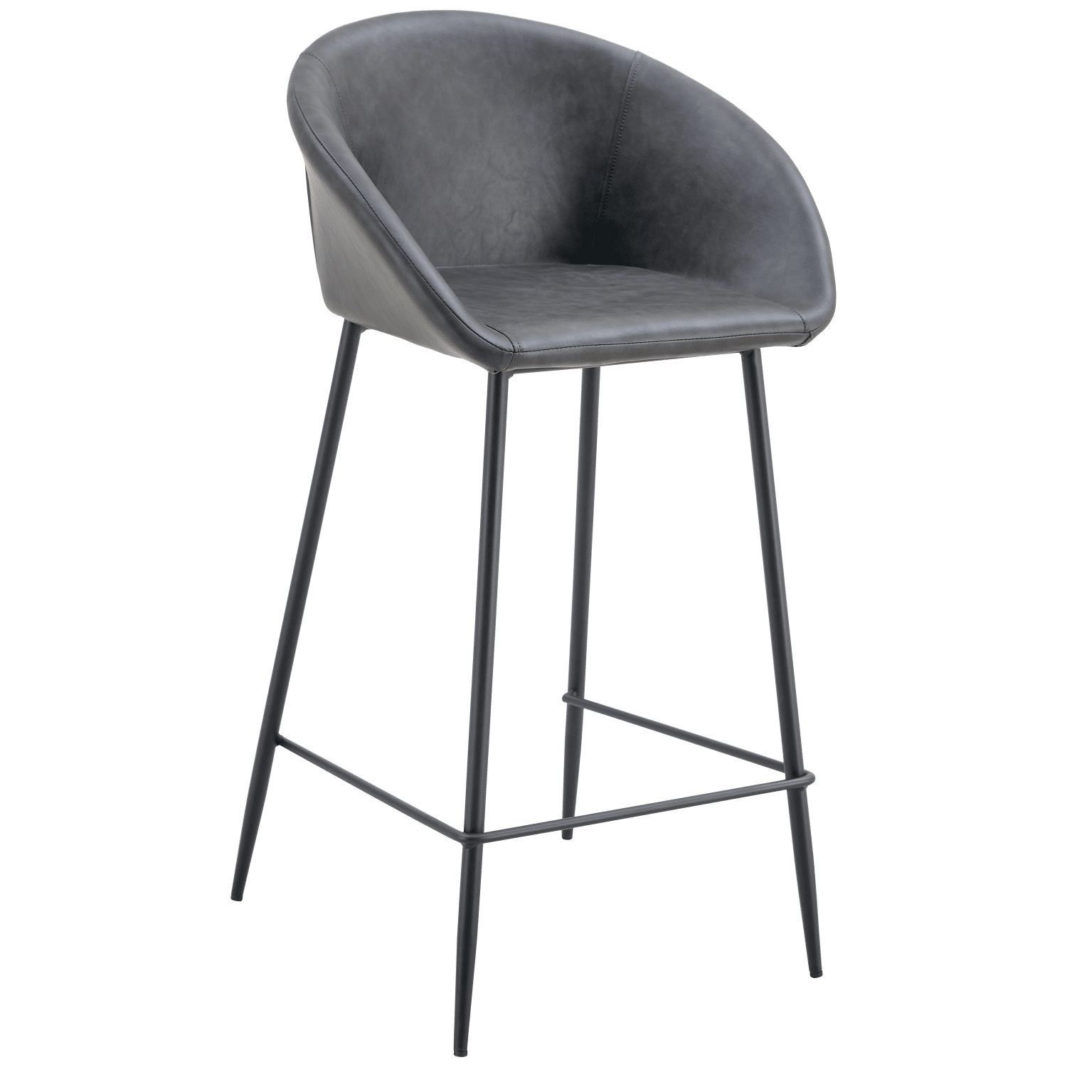 Lot de 2 tabourets de bar en simili gris foncé ACHILLE