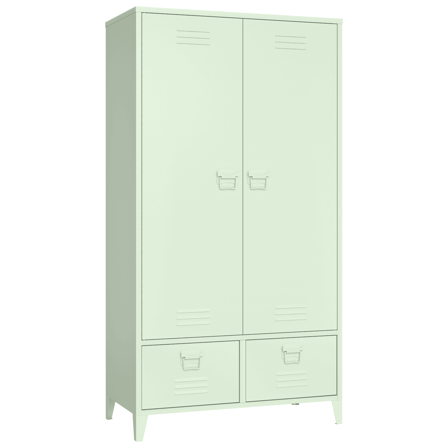 Armoire en métal 2 portes avec penderie vert tilleul