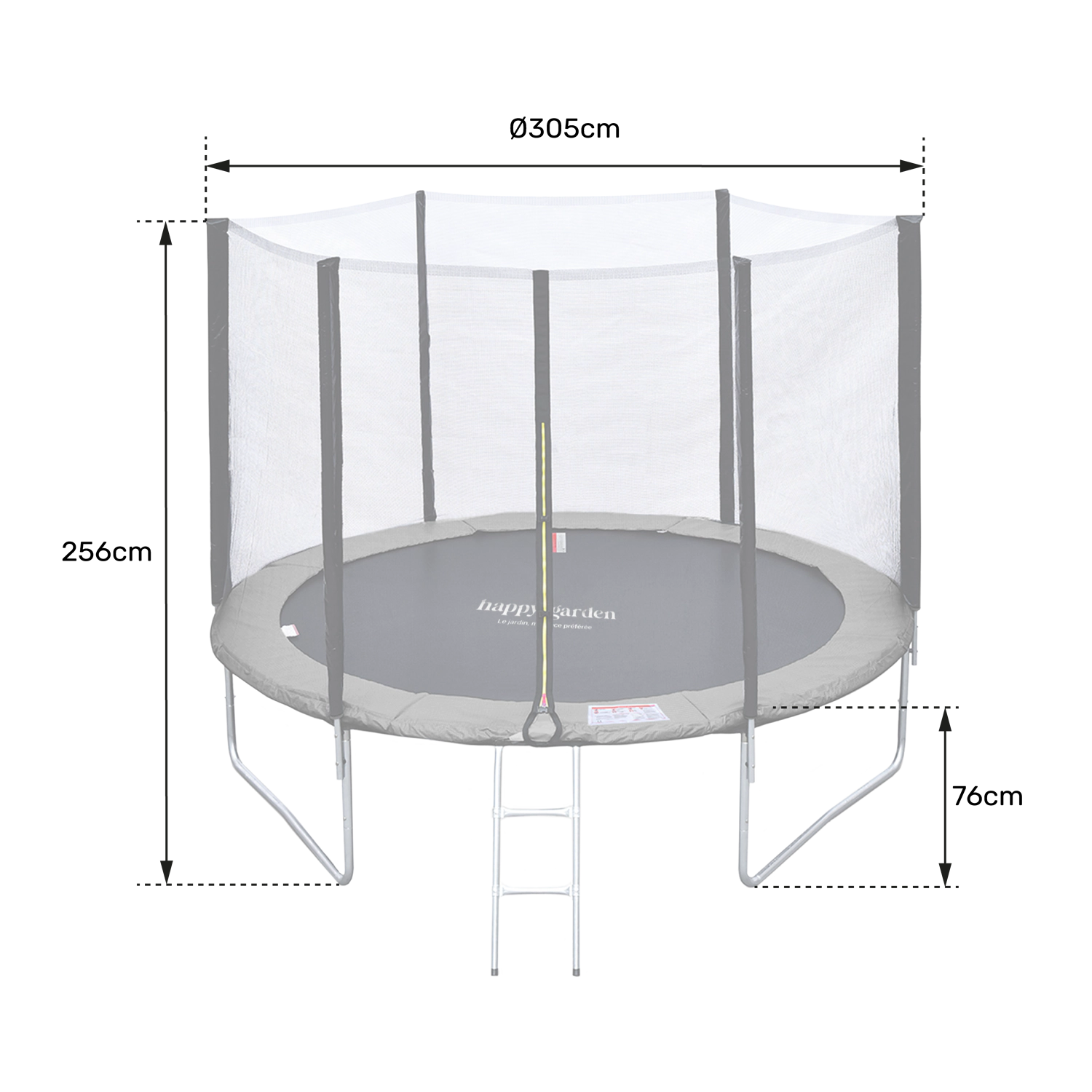 Premium Pack Trampoline 305cm omkeerbaar grijs / roze ADELAÏDE + net, ladder, hoes en verankeringsset