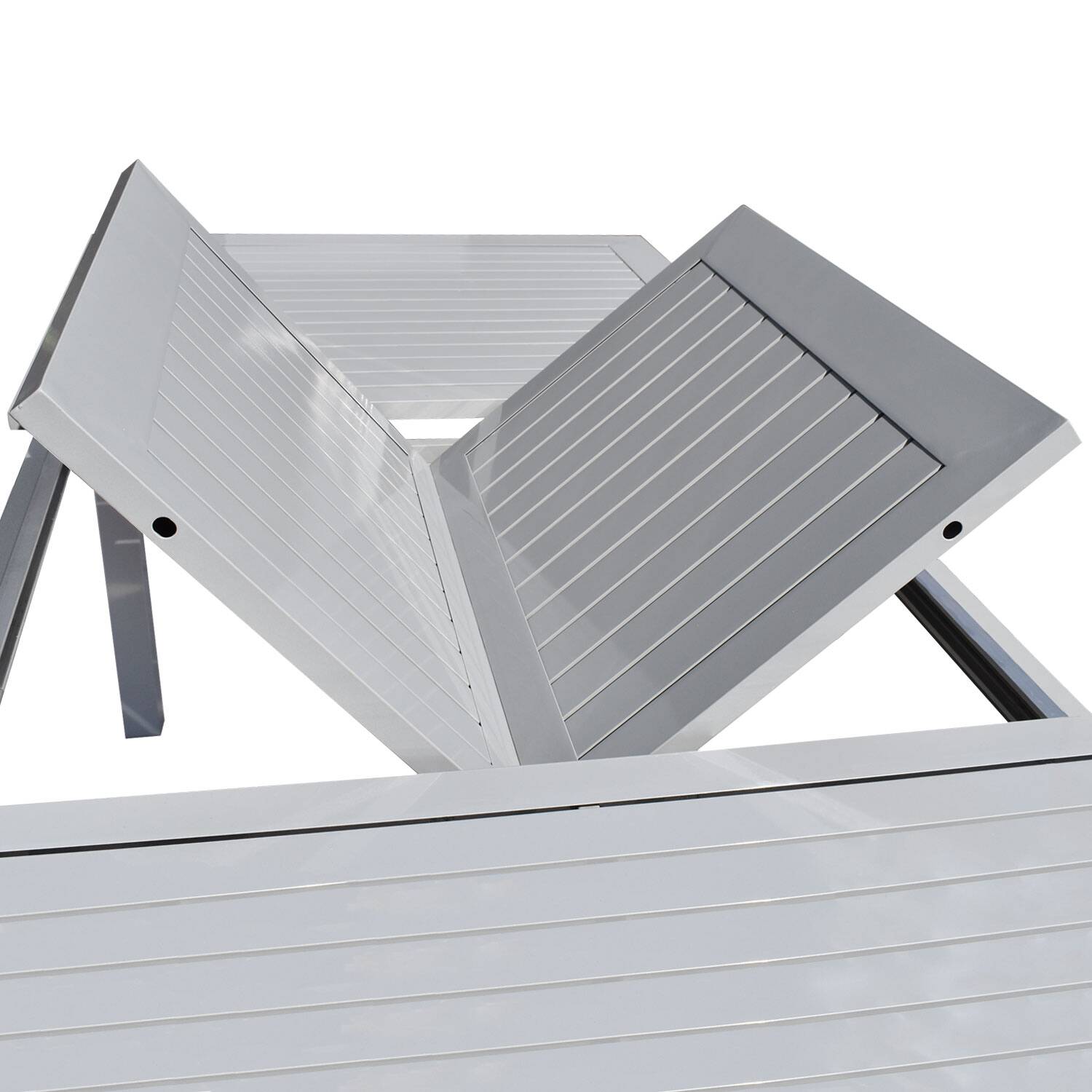 Salon de jardin extensible en textilène noir 8 places - aluminium gris