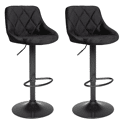 Lot de 2 tabourets de bar en velours noir ROBIN