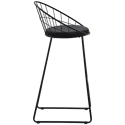 Pack de 2 taburetes de bar de 75cm en metal negro y cojín negro ALEX