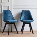 Conjunto de 2 cadeiras de veludo azul NORA com almofada