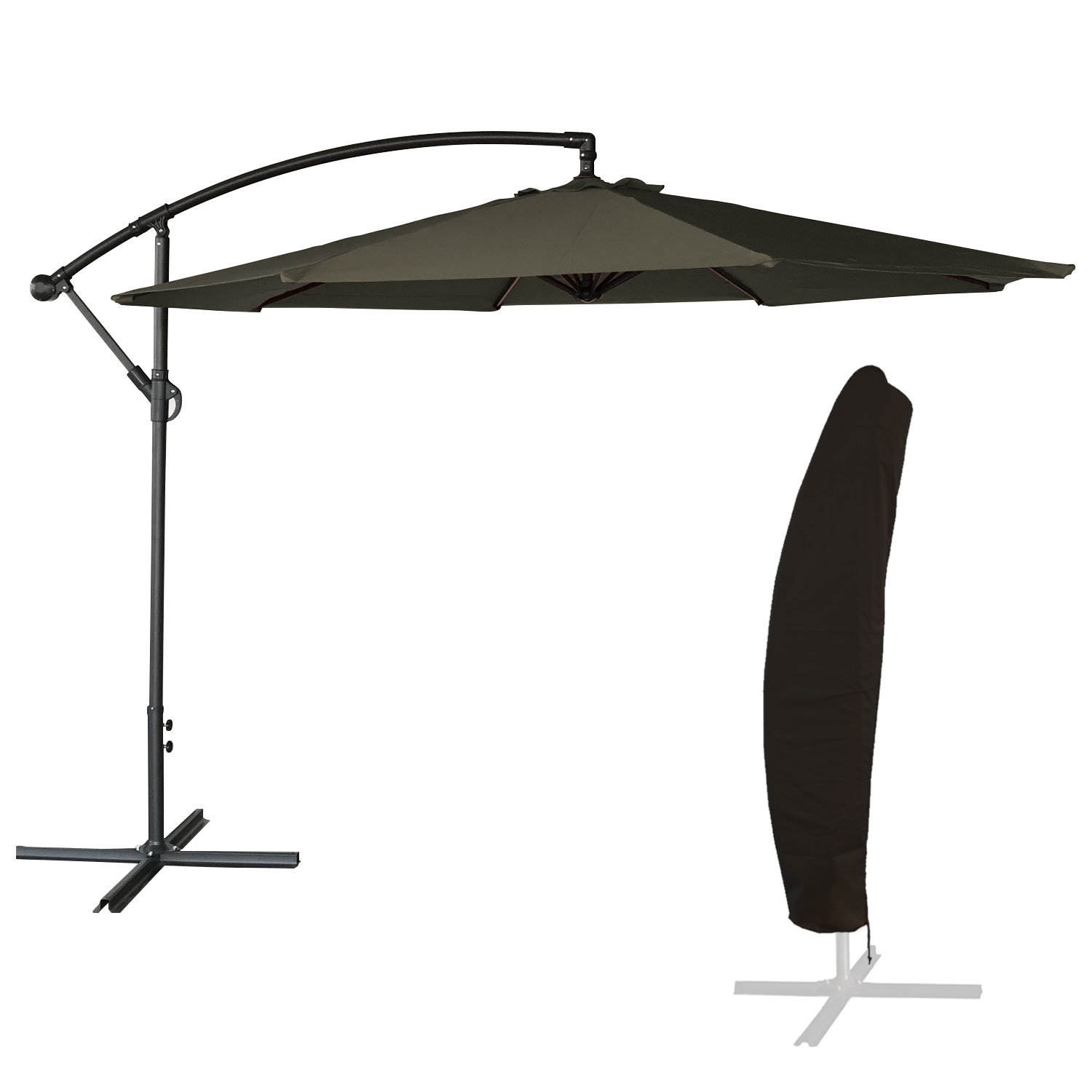 OAHU ombrellone rotondo diametro 3,50m grigio + copertura