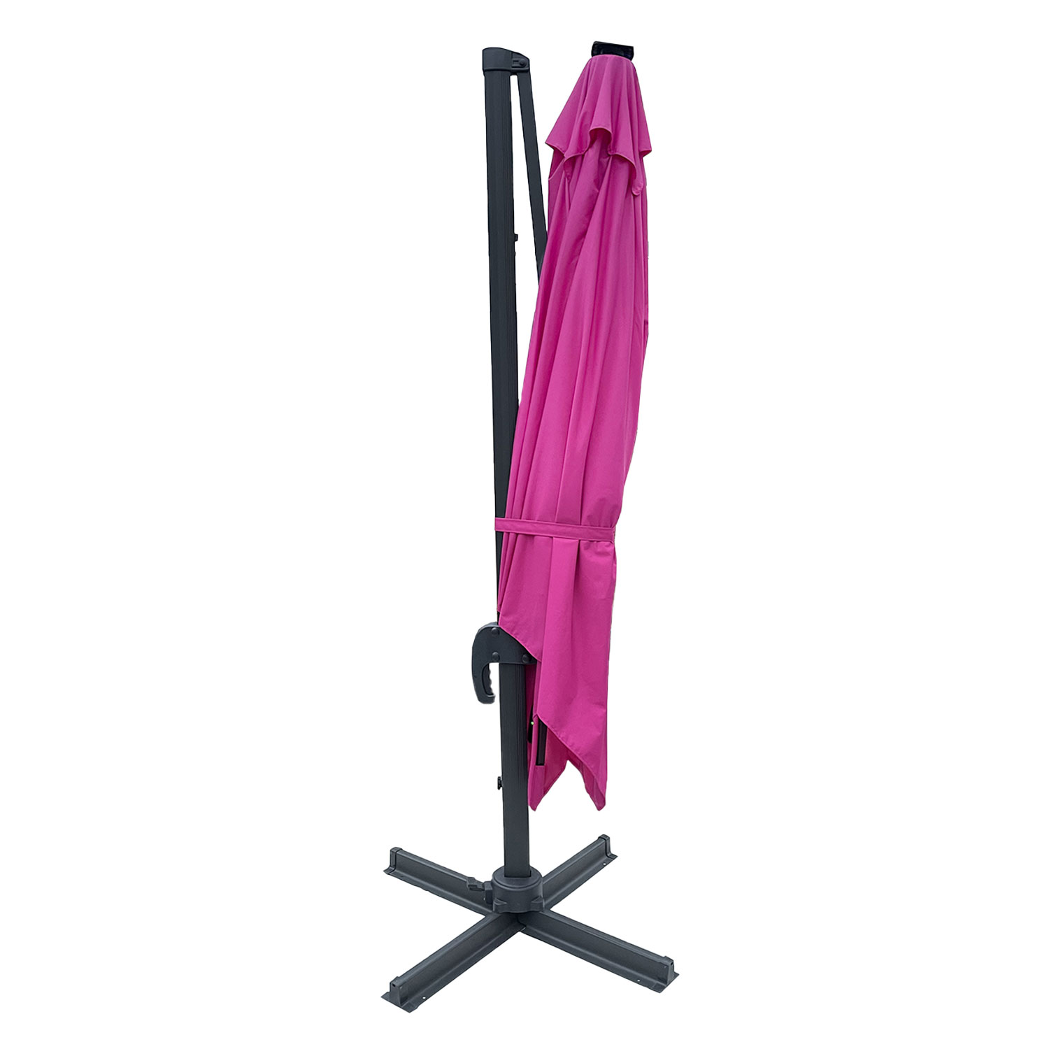 Parasol déporté MOLOKAI carré LED 3x3m fuchsia + housse