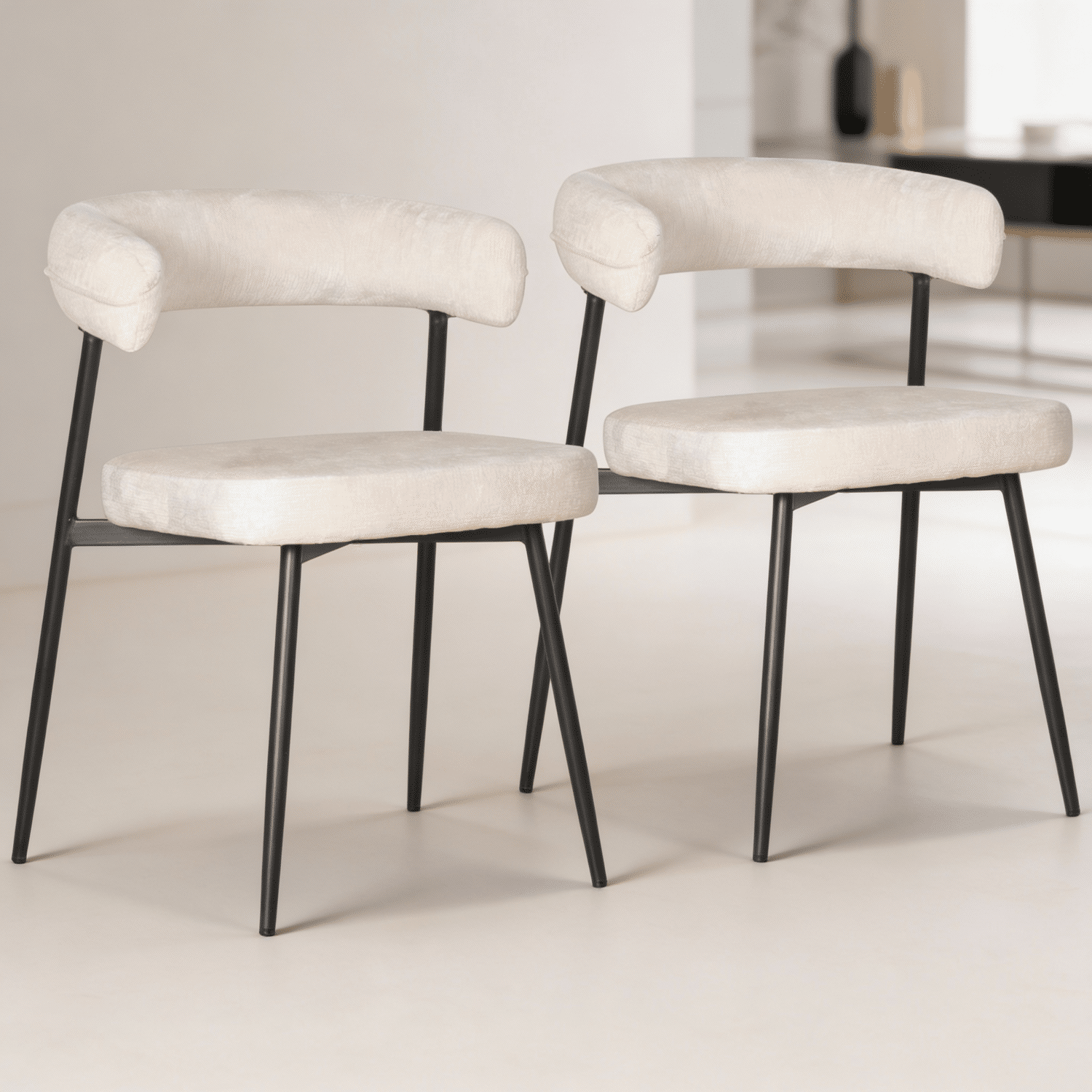Lot de 2 chaises en tissu beige THEA