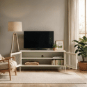 Meuble TV en métal 120cm blanc