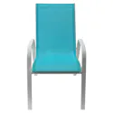 Lot de 6 chaises en textilène bleu - aluminium blanc