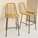 Lot de 2 tabourets de bar en rotin synthétique OKA