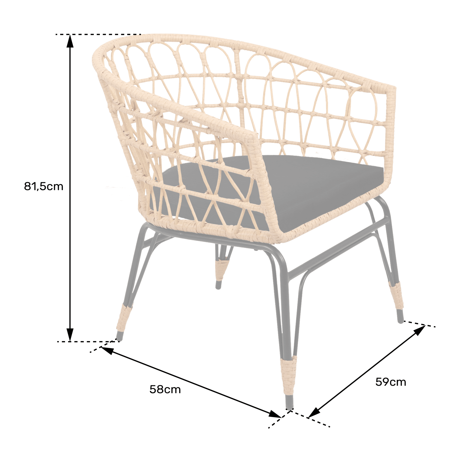 Set di 2 poltrone in rattan sintetico con cuscini AIKO