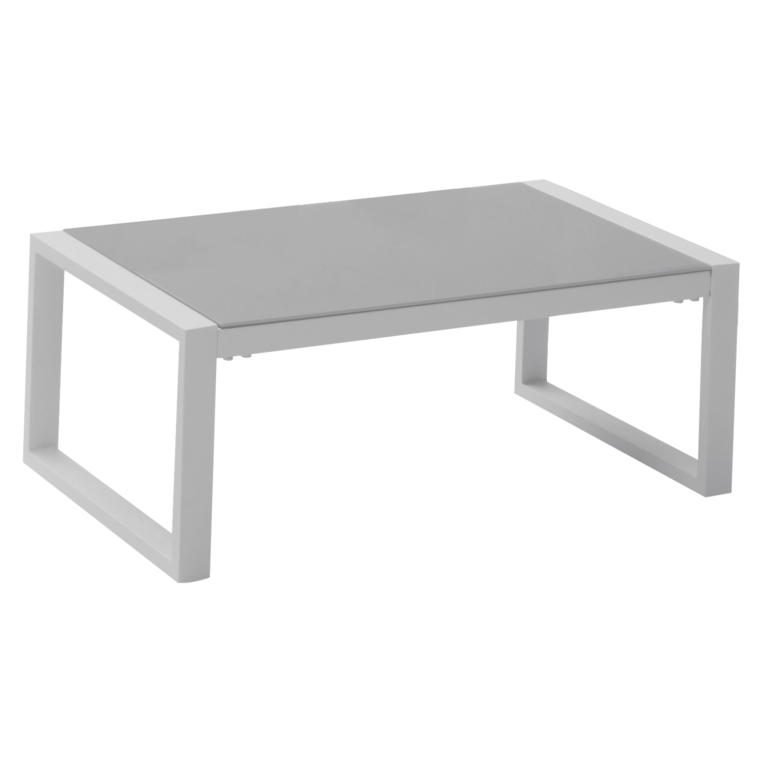 Salon de jardin IBIZA en tissu gris 4 places - aluminium blanc