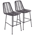 Lot de 2 tabourets de bar en rotin synthétique noirs OKA