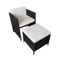 SANTORIN mobiliário de jardim embutido em resina de tecido preto 8 assentos - almofadas de creme