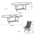 Mobiliário de jardim em teca LOMBOK - mesa extensível oval - 8 lugares