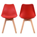 2er-Set skandinavische Stühle NORA rot mit Kissen