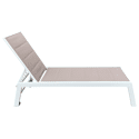 Set van 2 BARBADOS ligstoelen en bijzettafel in taupe textilene - wit aluminium