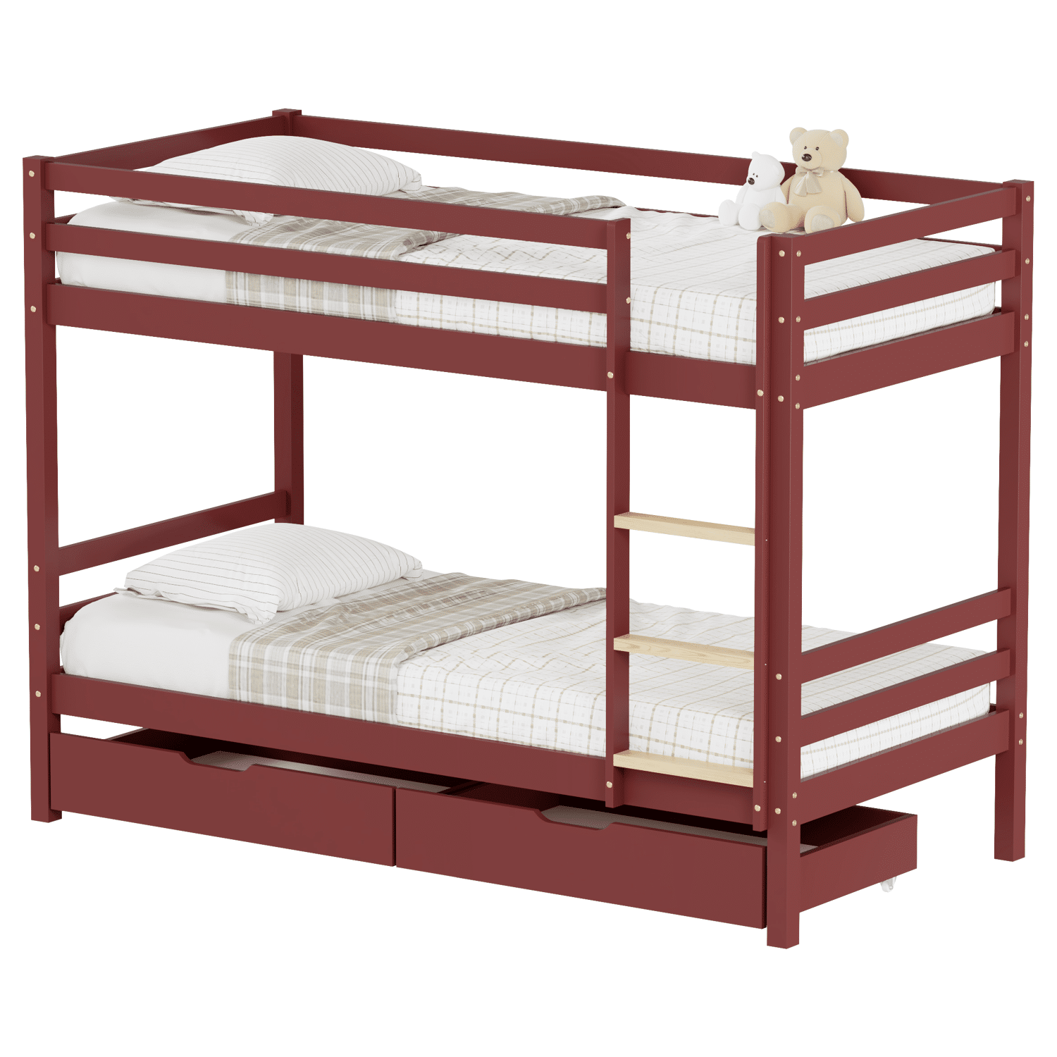 Kinderstapelbed 190x90cm terracotta met laden