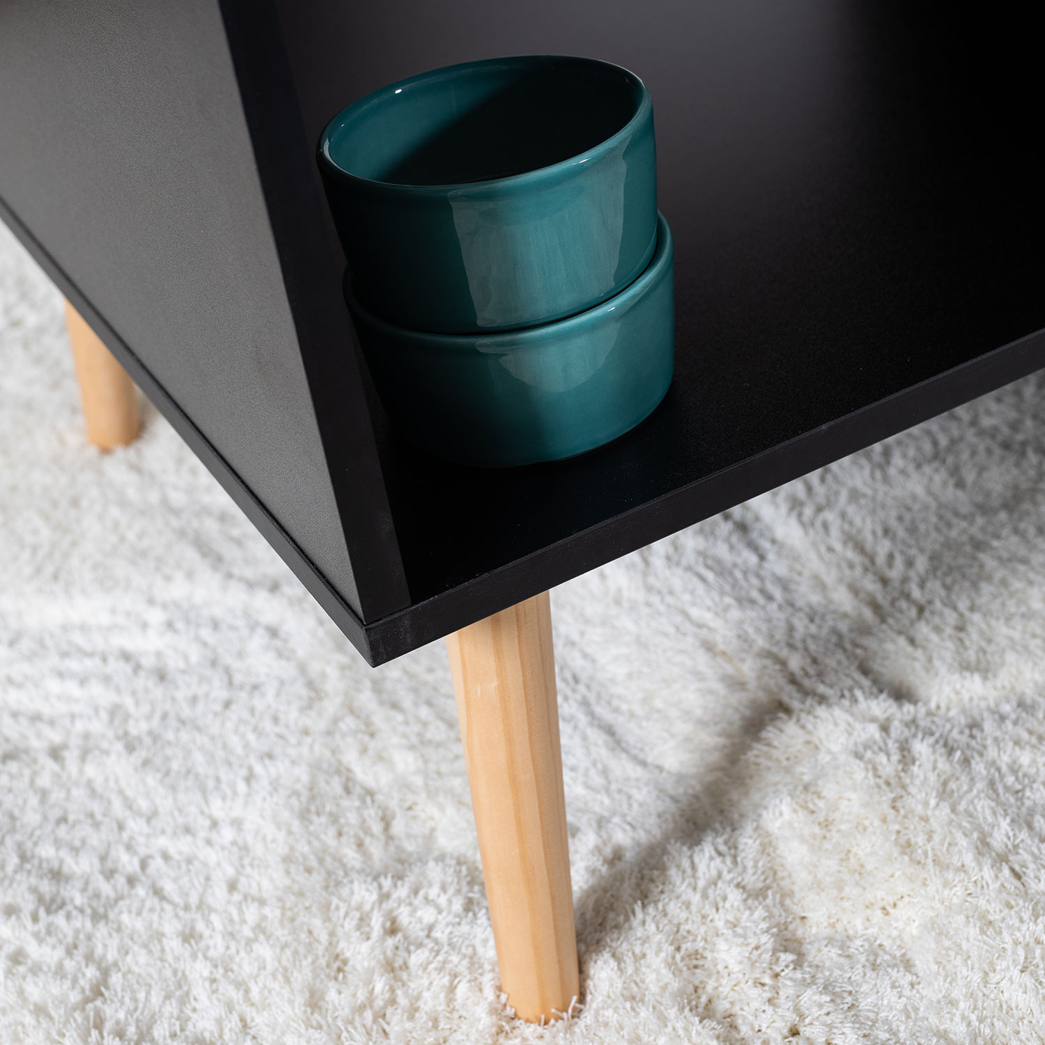 Table basse avec tiroir style scandinave noire FREJA