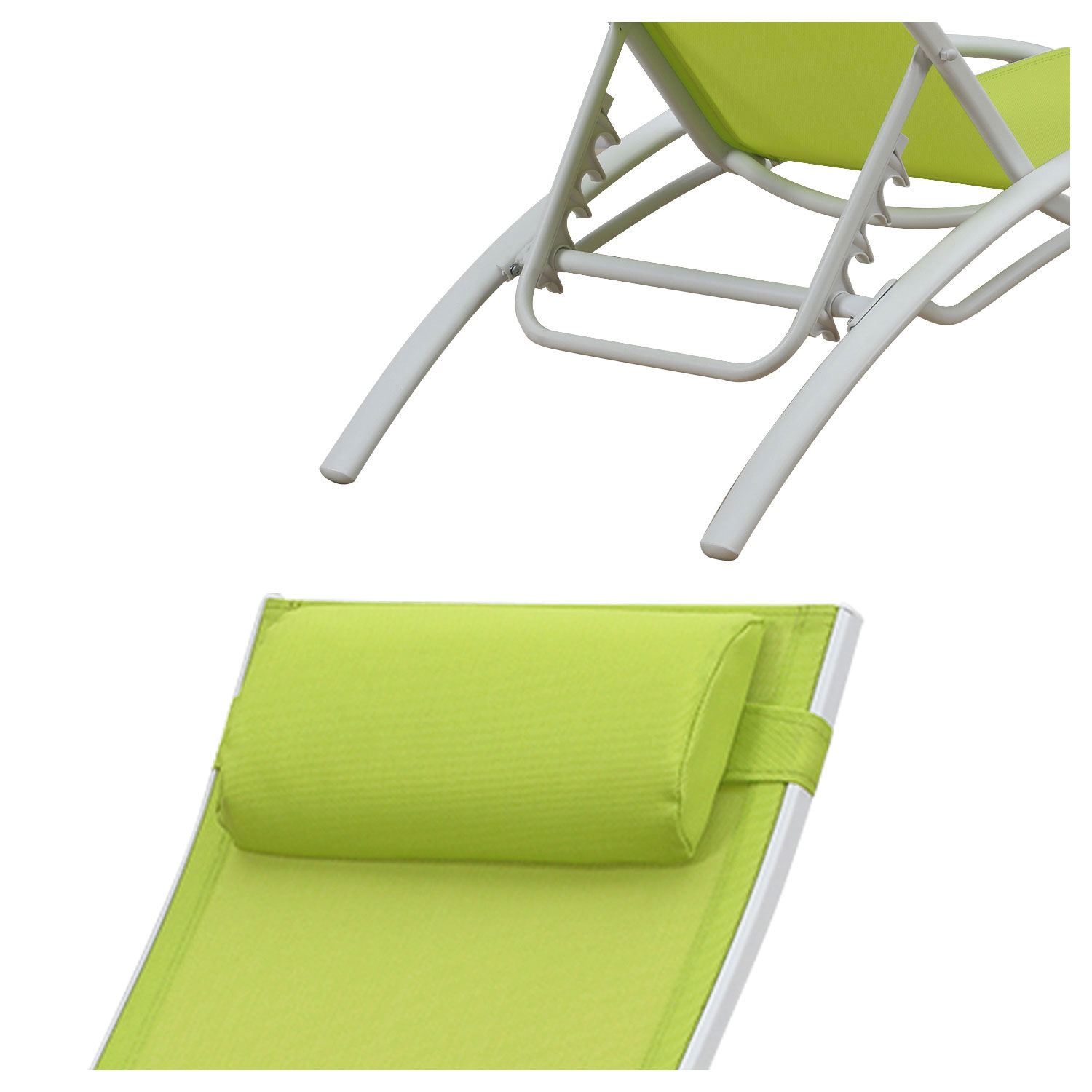 Conjunto de 2 cadeiras de convés GALAPAGOS verde textilene - alumínio branco