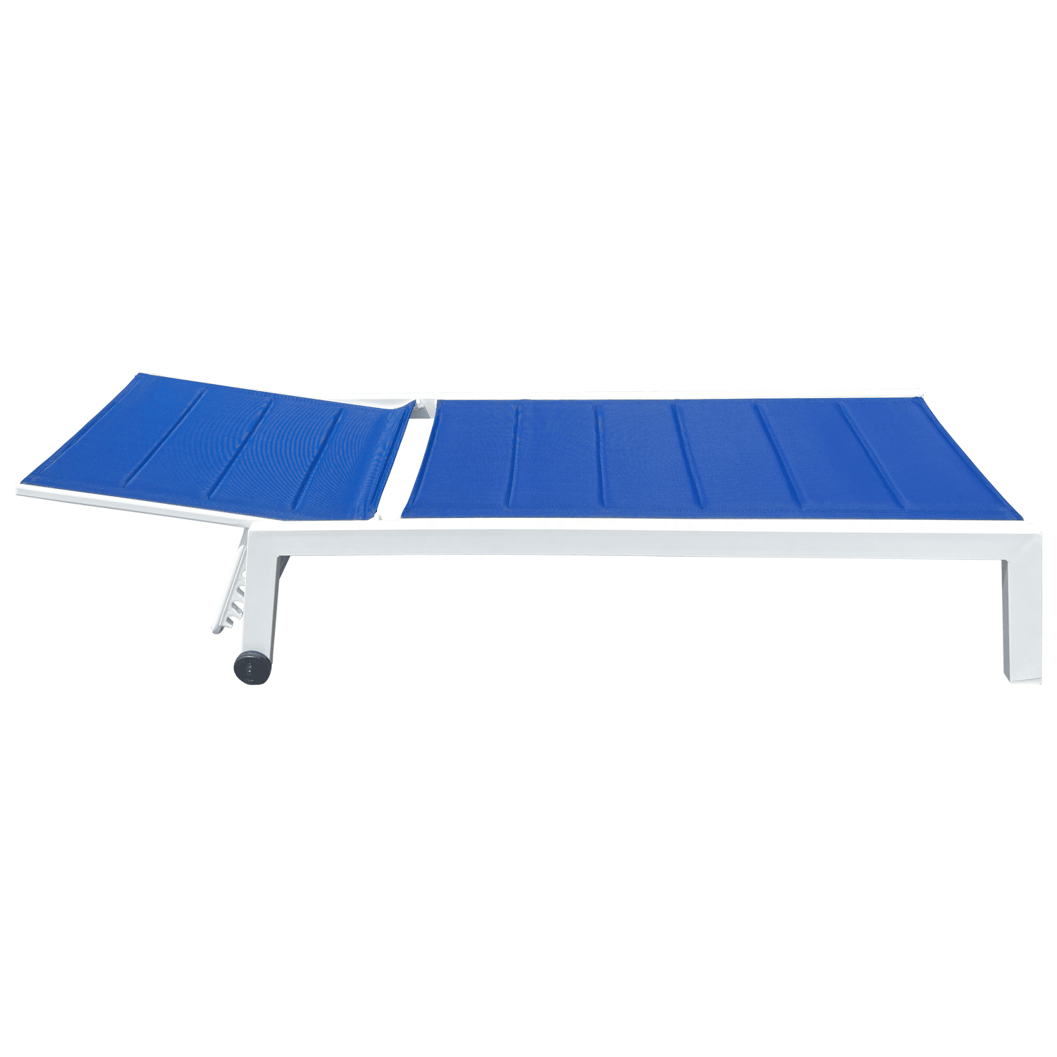 Bain de soleil en textilène bleu - aluminium blanc