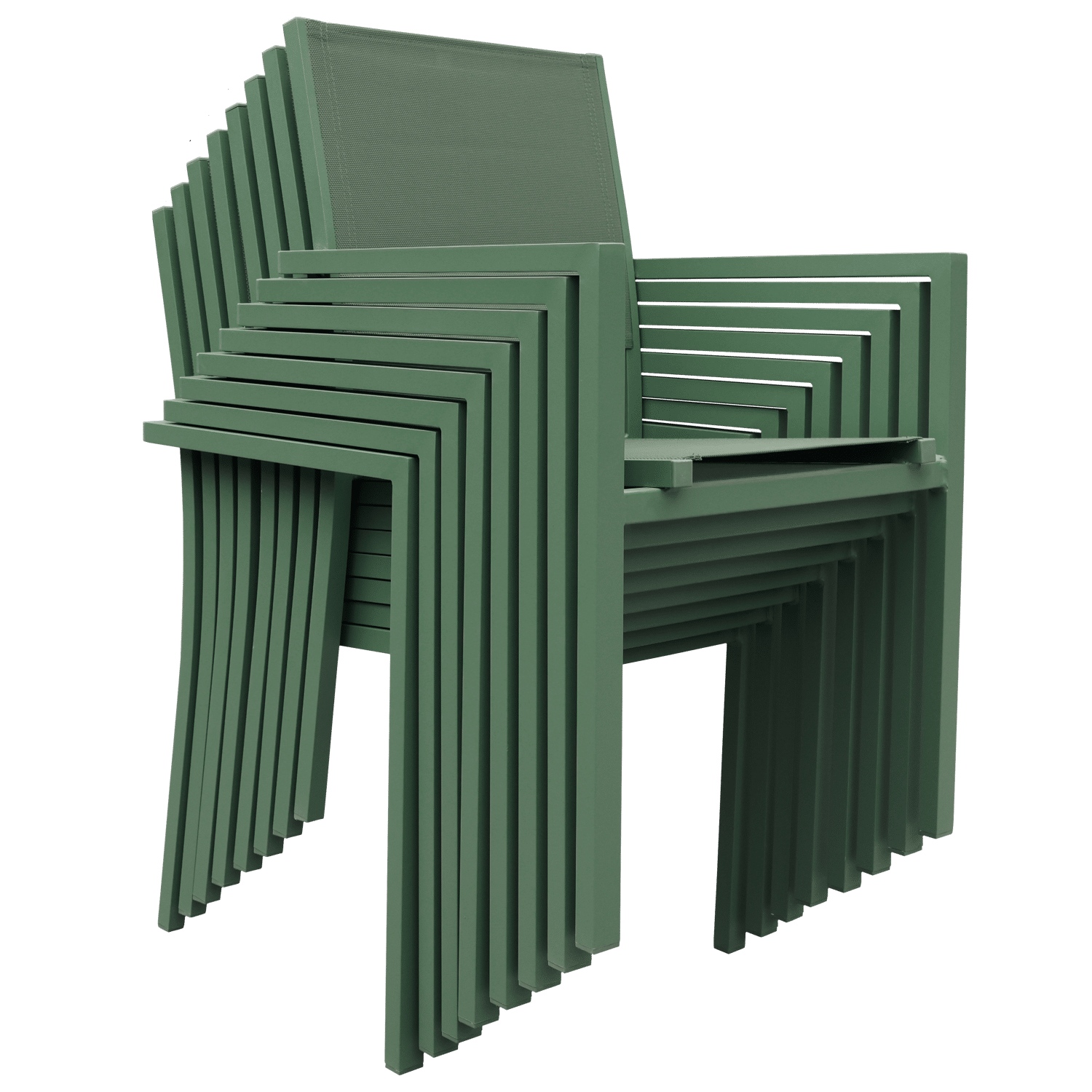 Salon de jardin VENEZIA extensible 90/180 en textilène vert sauge 8 places - aluminium vert sauge