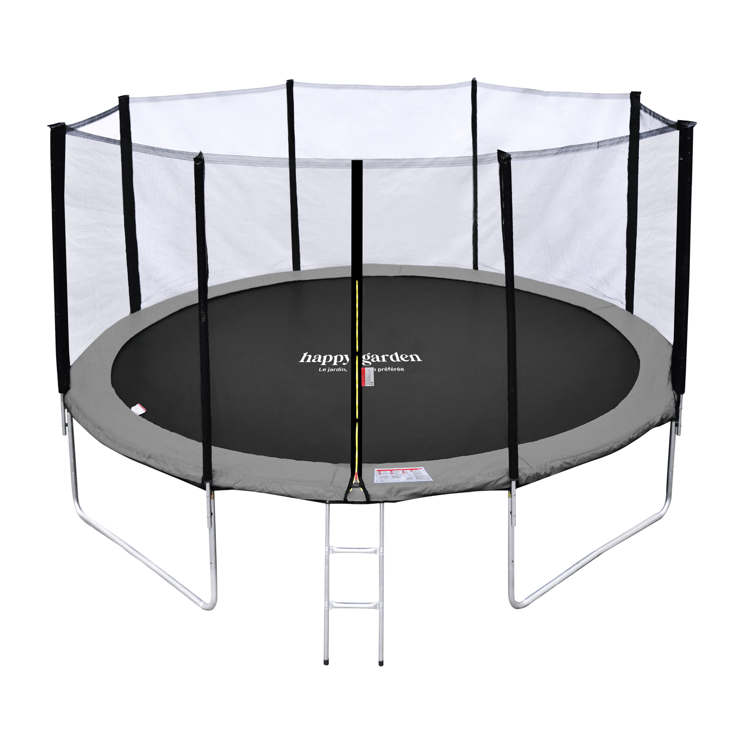 Cama elástica de 370cm reversible rosa/gris, Pack trampolín PERTH + red de seguridad + escalera + lona + kit de anclaje.