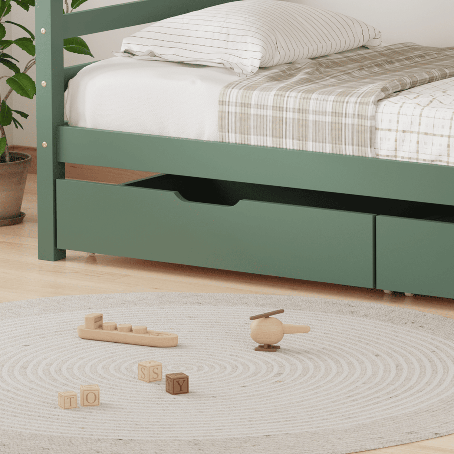 Kinderstapelbed 190x90cm groen met laden AMBER