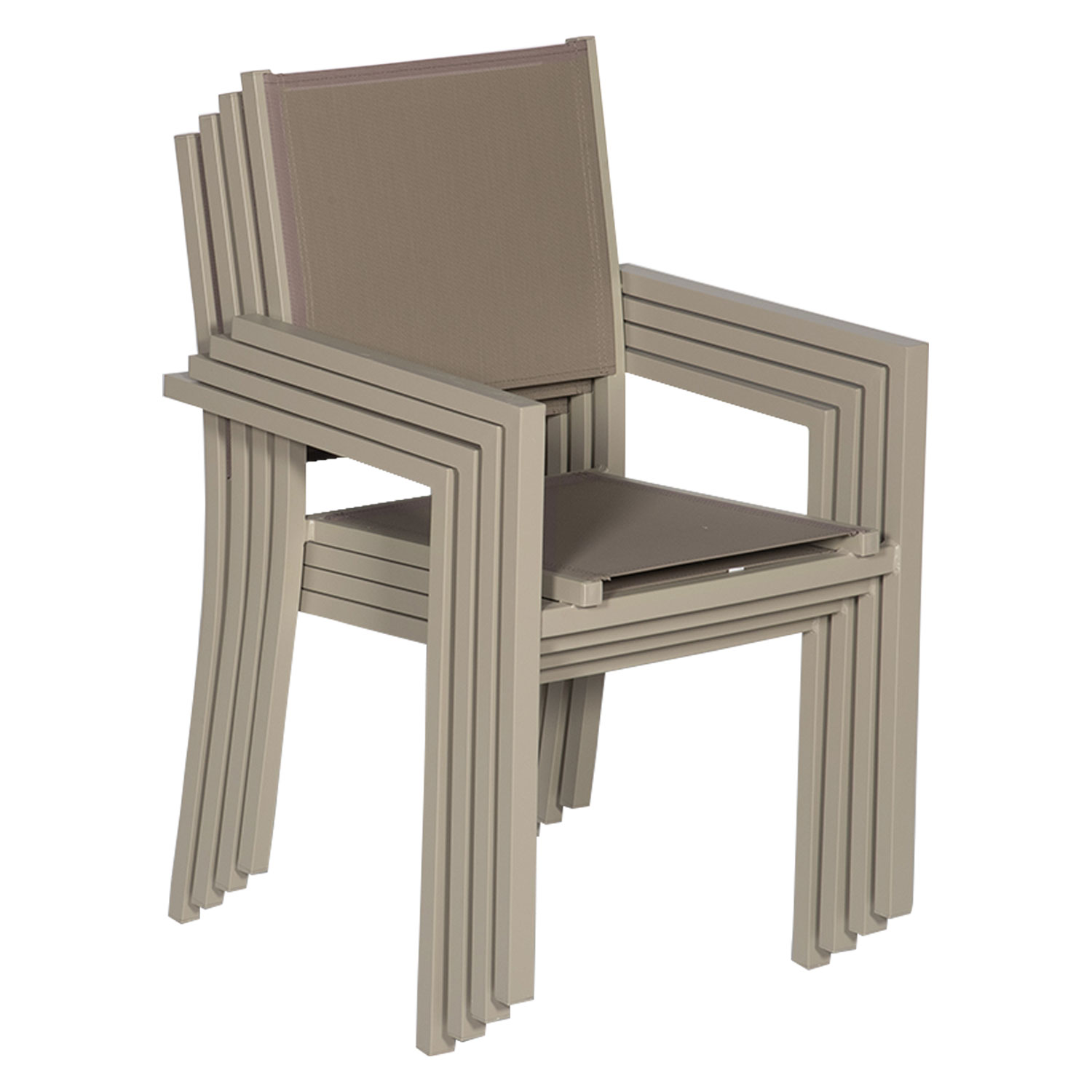 Conjunto de 8 cadeiras de alumínio em tons - textilene taupe