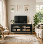 Meuble TV en métal 120cm noir