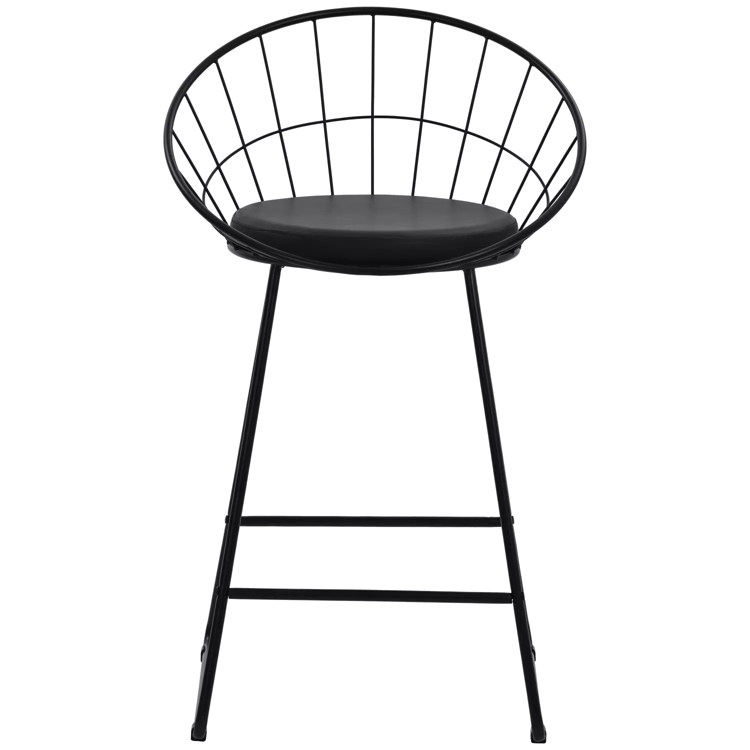 Lot de 2 tabourets de bar 65cm en métal noir et coussin noir ALEX