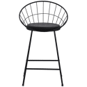 Lot de 2 tabourets de bar 65cm en métal noir et coussin noir ALEX