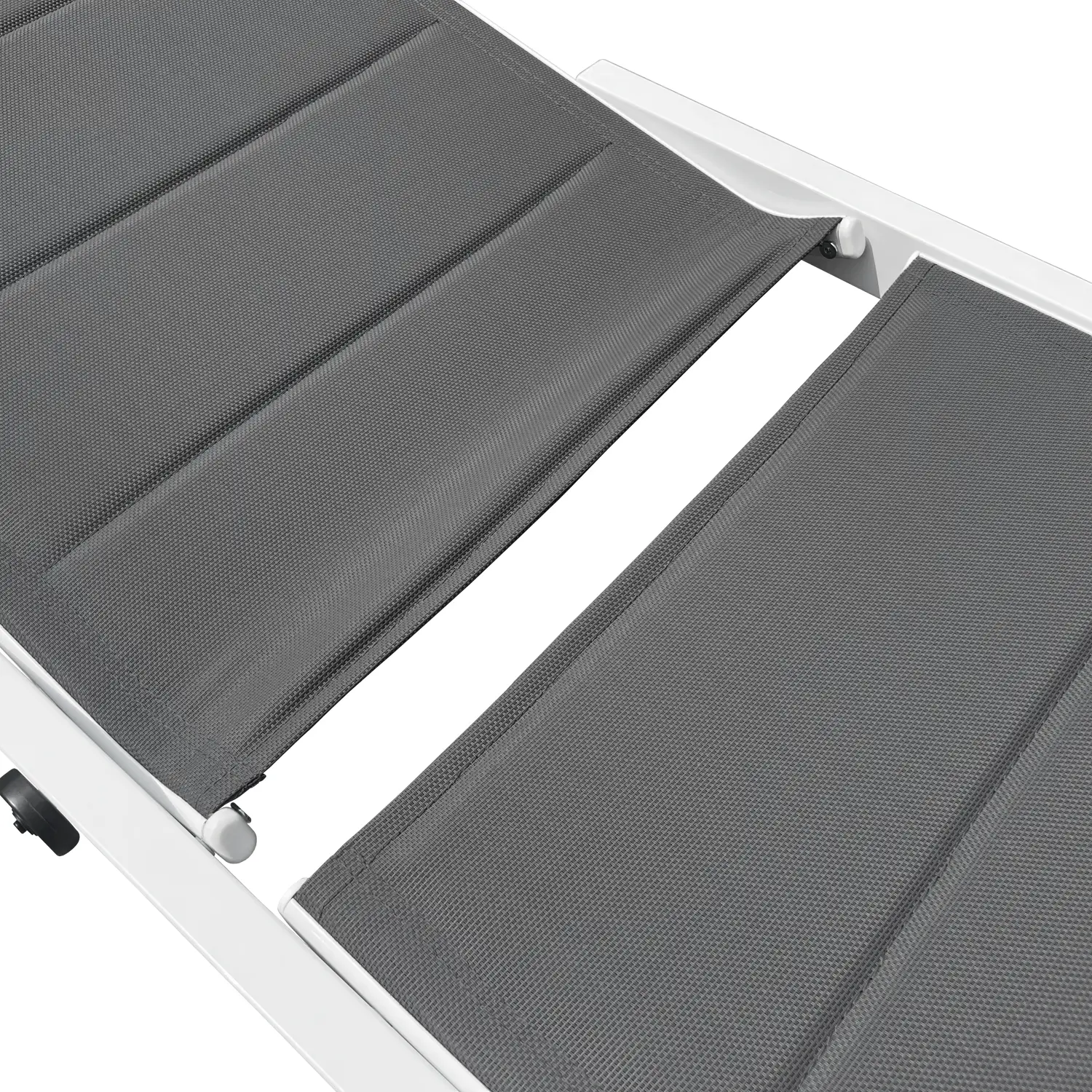 Lot de 2 bains de soleil en textilène gris - aluminium blanc