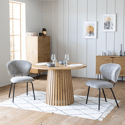 Set van 2 NILSA lichtgrijze corduroy stoelen