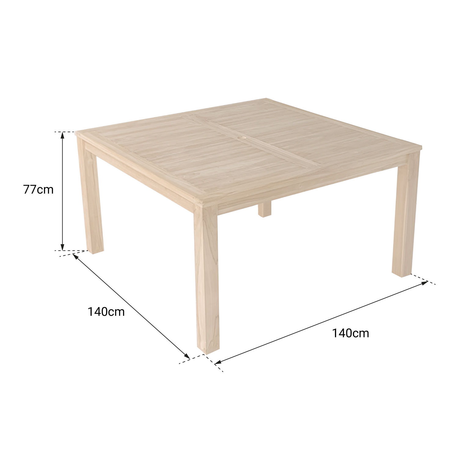 Quadratischer Tisch 140cm aus Teakholz JAVA