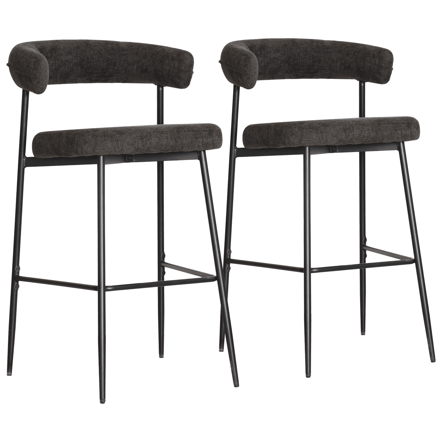 Lot de 2 tabourets de bar en tissu gris THEA