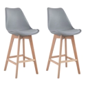 Lot de 2 tabourets scandinaves SVEN gris avec coussin