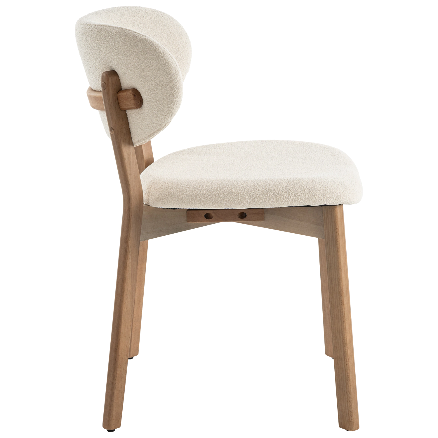 Lote de 2 sillas AURA de tela de lazo beige y madera clara