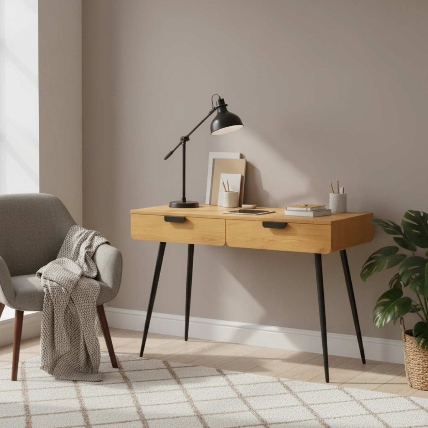 Houten bureau 2 laden LOUIS