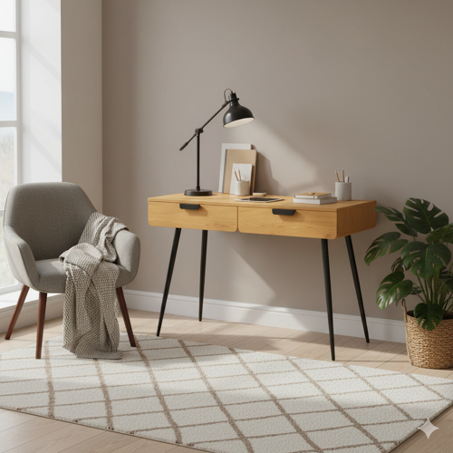 Bureau en bois 2 tiroirs LOUIS