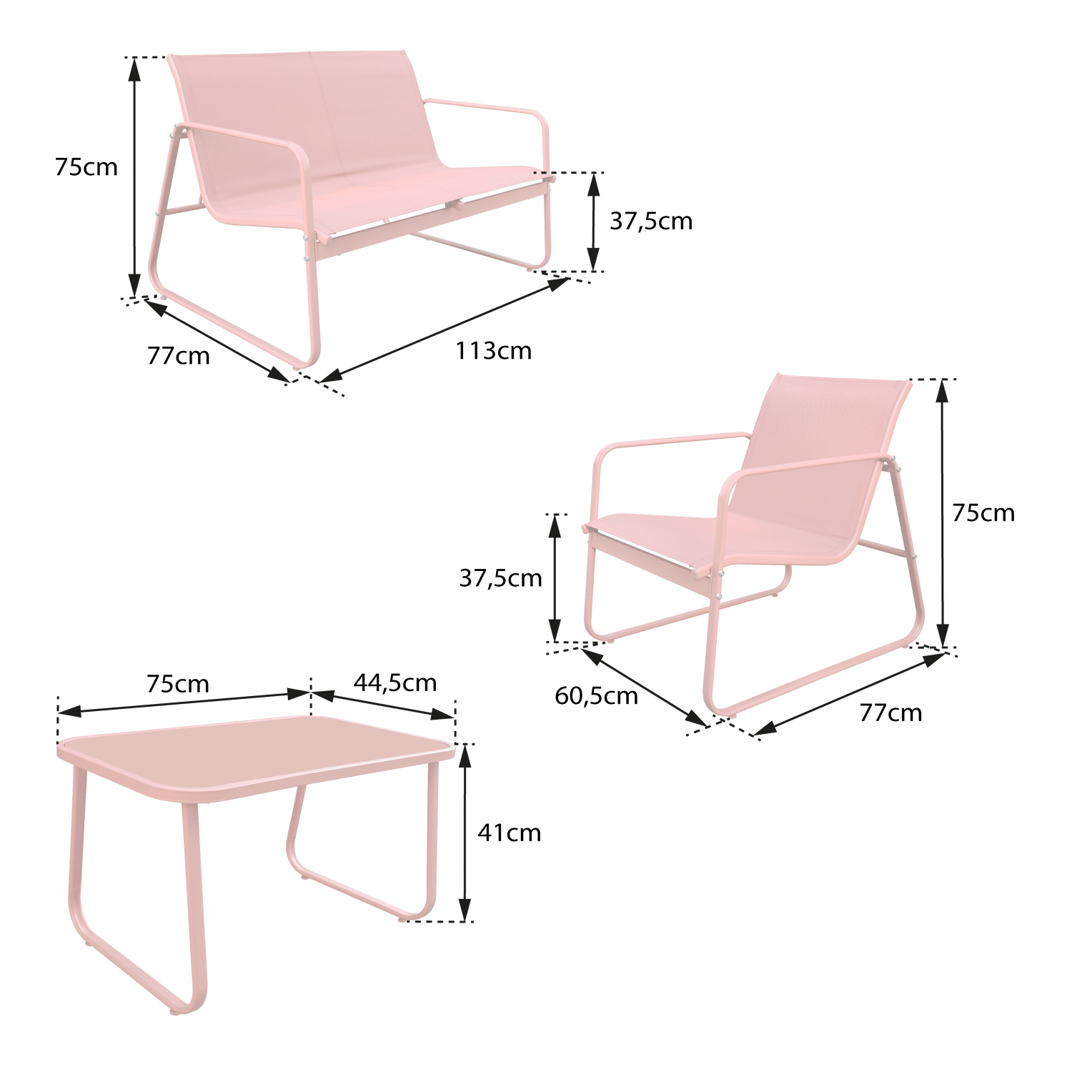 Salon de jardin en textilène 4 places terracotta TENERIFE