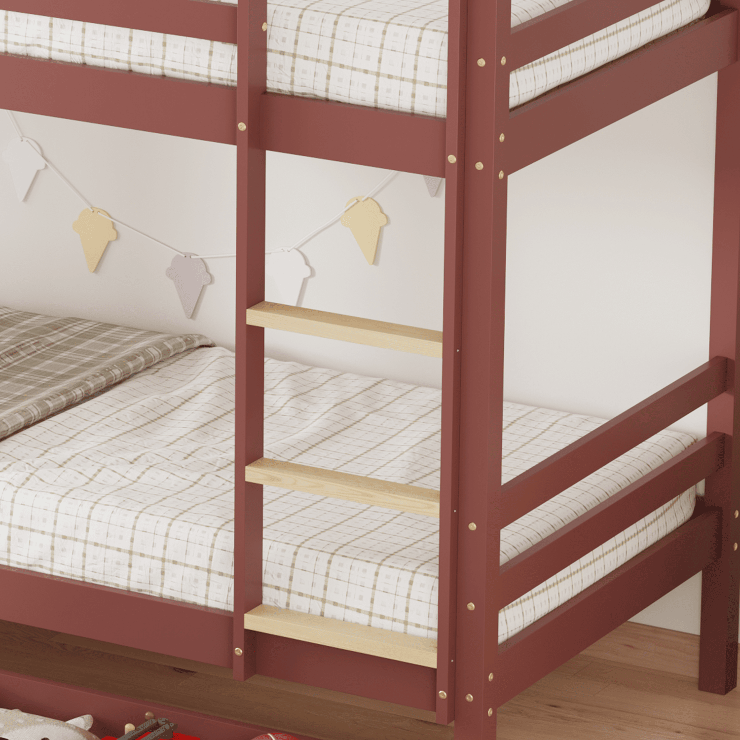 Kinderstapelbed 190x90cm terracotta met laden